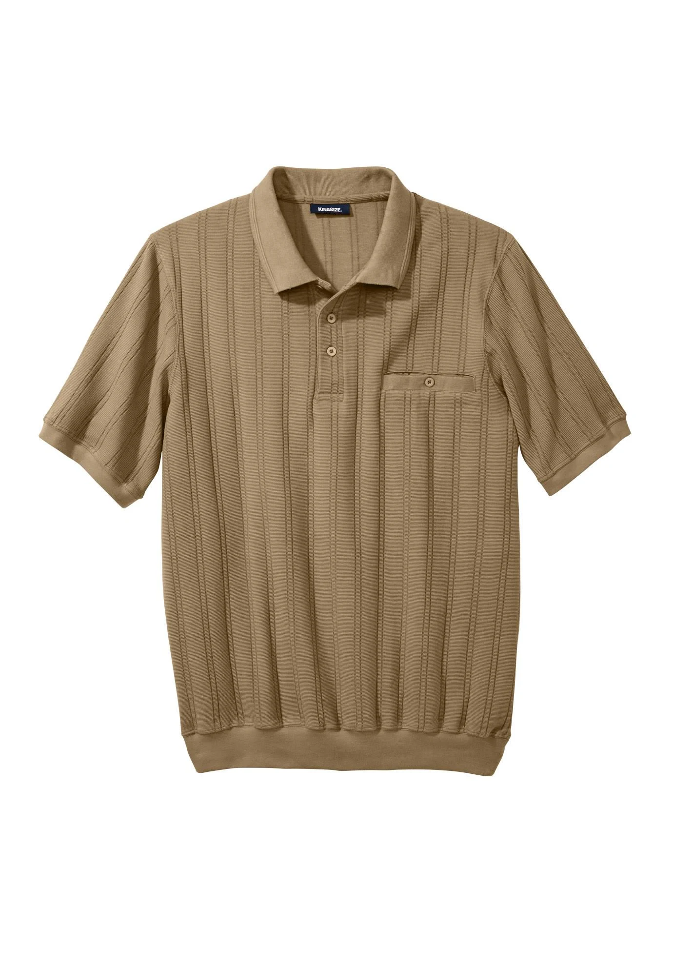 Men&s Big u0026 Tall Banded Bottom Polo Shirt by KingSize in Khaki (Size 3XL)