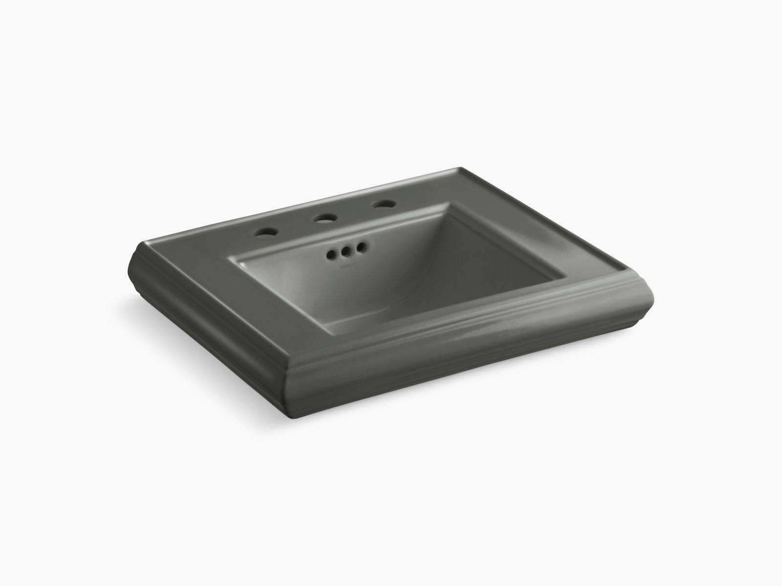 KOHLER K-2239-8-58 Memoirs Pedestal Bathroom Sink Basin with 8 In. Widespread Faucet Holes, Thunder Grey