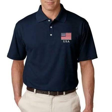 The Flag Shirt Men&s Greg Norman Performance Polo, Size: Large, Blue