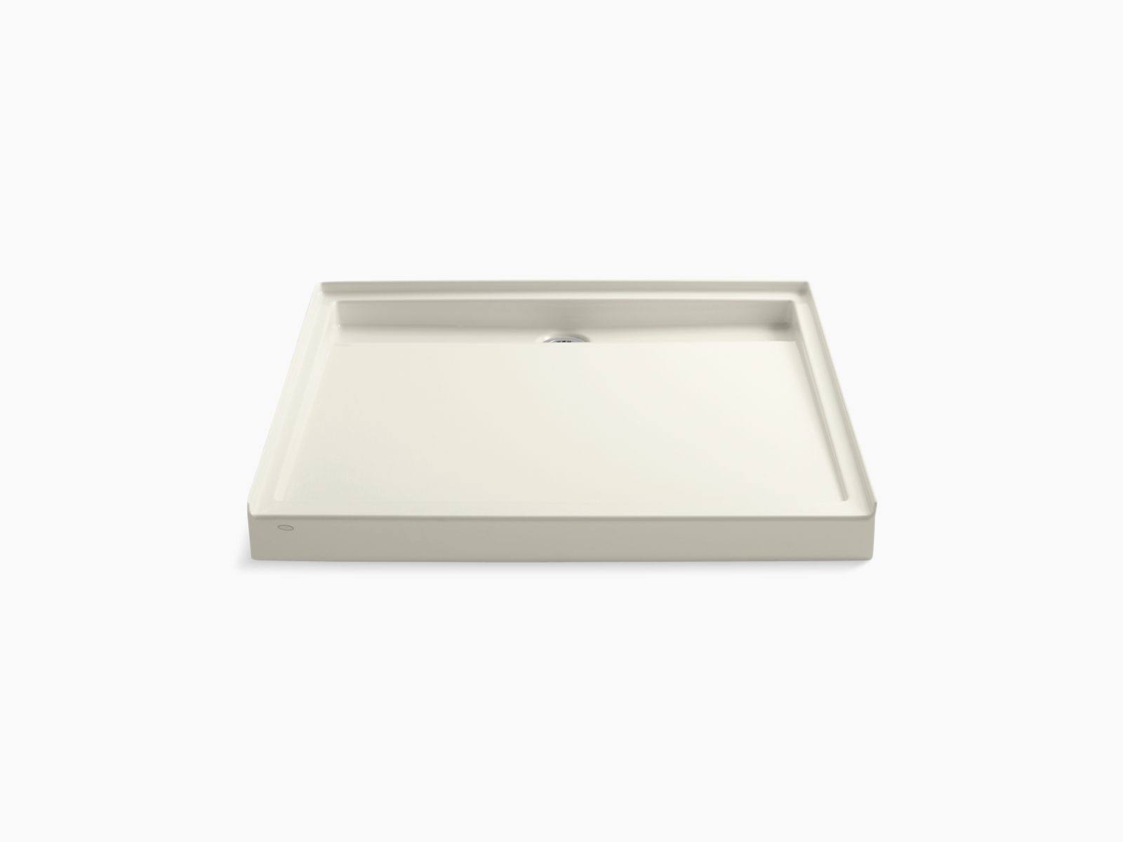 KOHLER K-9998-96 Groove 48 In. x 48 In. Single Threshold Rear Center Drain Shower Base, Biscuit