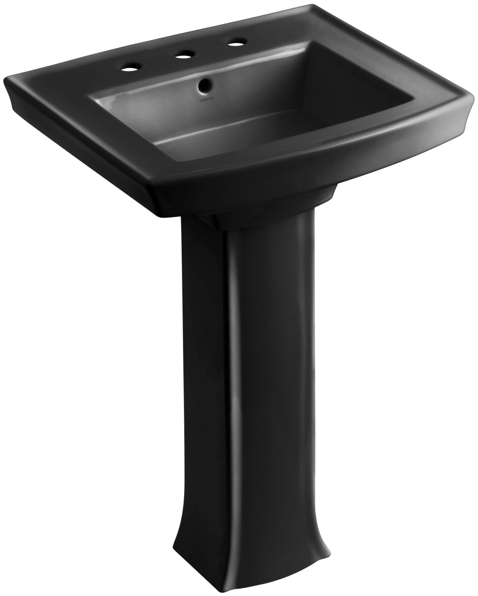 Kohler K-2359-8-7 Archer Pedestal Bathroom Sink with 8x22 Centers, Black Black