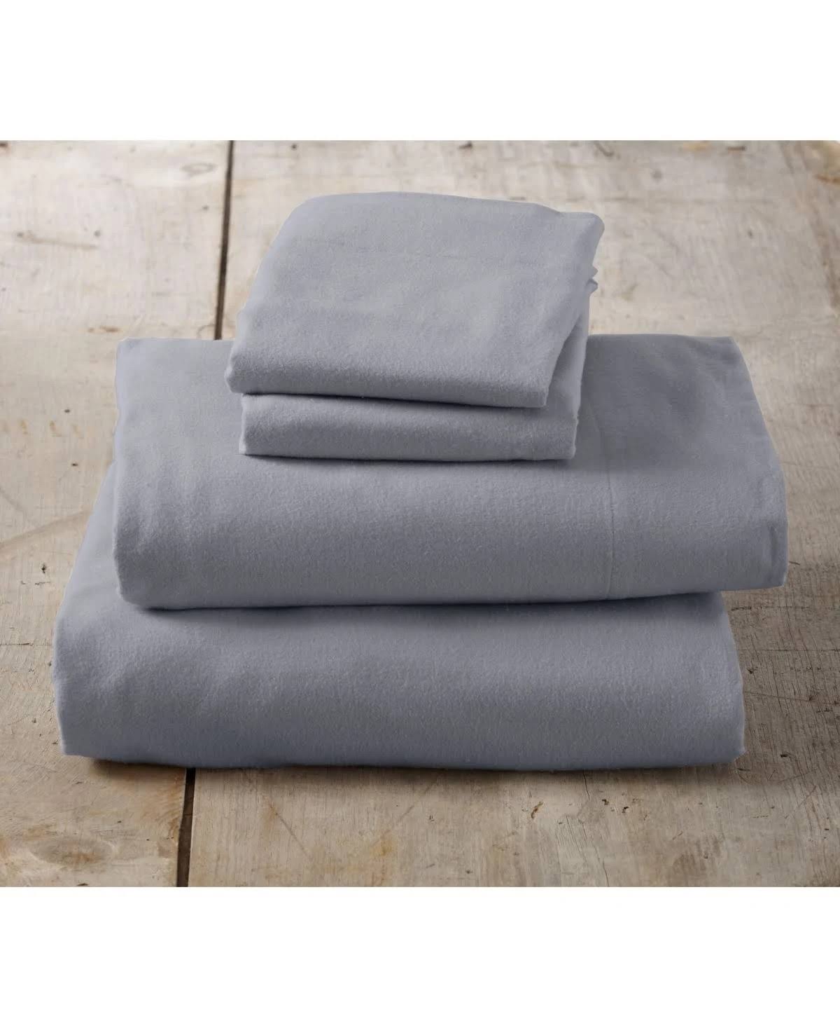 Great Bay Home 100% Cotton Solid Flannel Sheet Set Queen Frost Grey