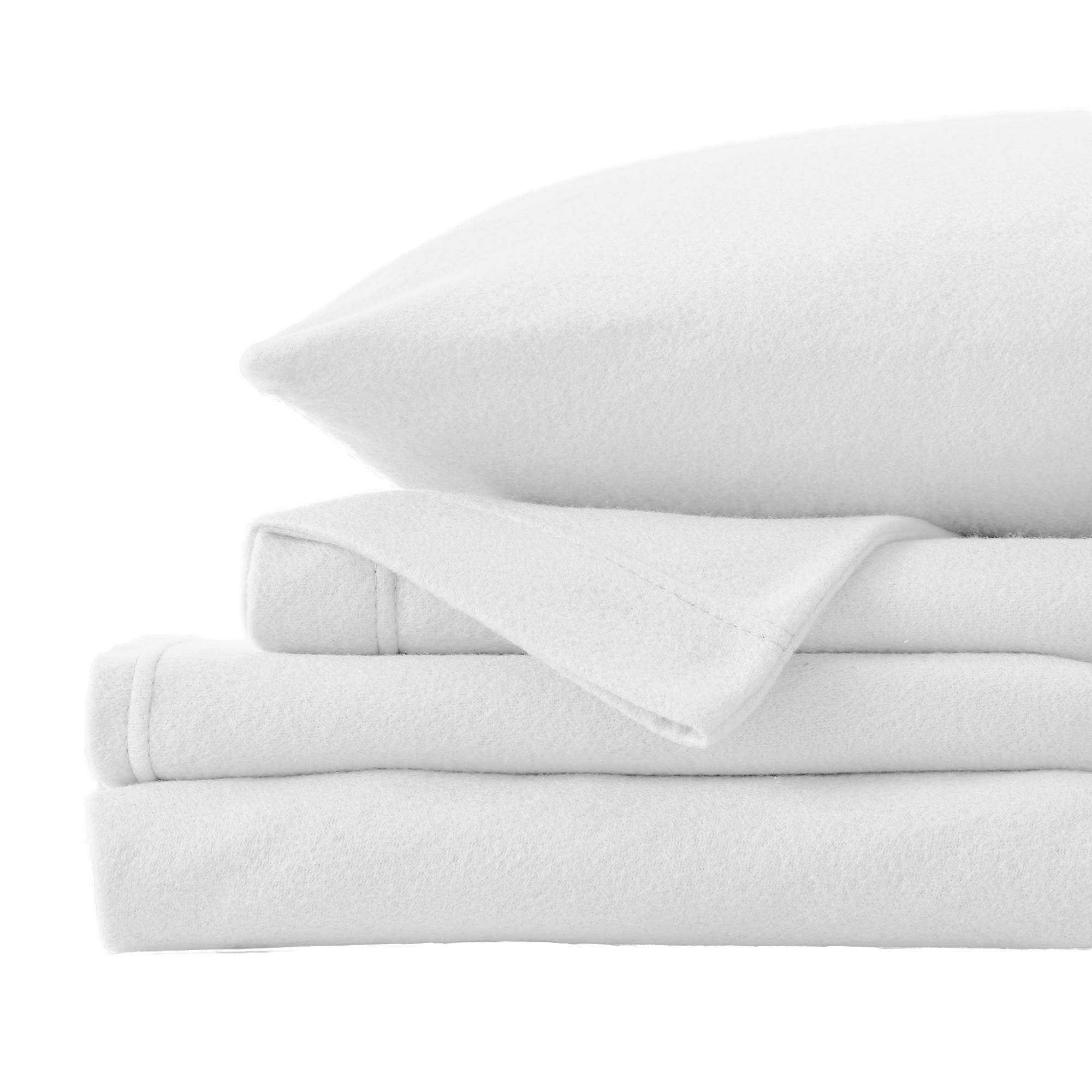 Great Bay Home Christina Solid Fleece Sheet Sets Queen Winter White