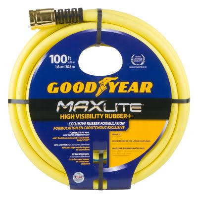 Goodyear Maxlite Hi-Vis Rubber+ 100 ft. x 5/8 in. Rubber Water Hose, CGYSGY58100