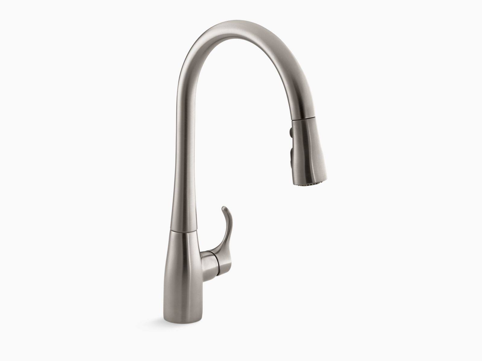 Kohler K 596 CP Simplice Single Hole Pull Down Kitchen Faucet, Polished Chrome - Vibrant Stainless / Faucet