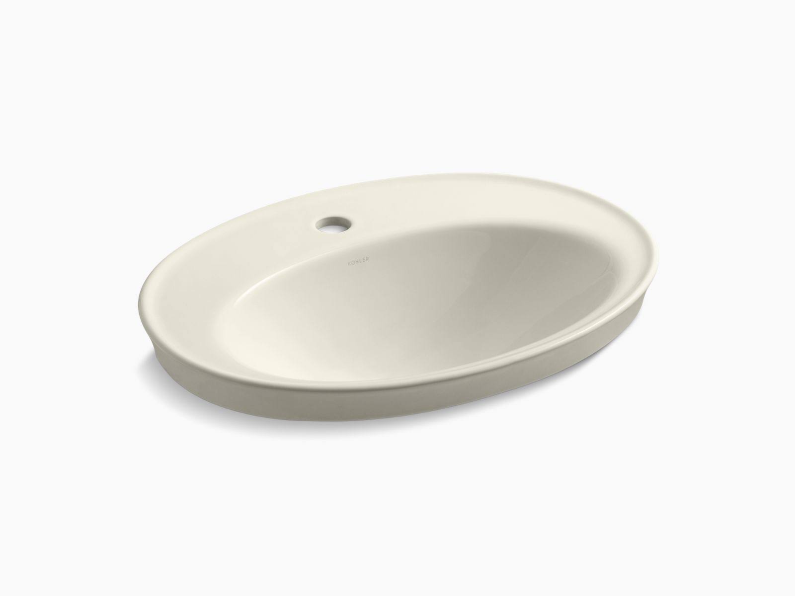 Kohler K-2075-1-96 Biscuit Serif Drop-in Bathroom Sink with Single Faucet Hole