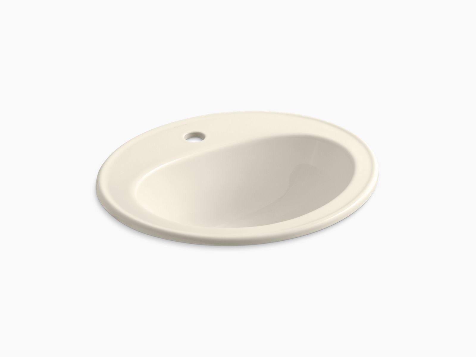 KOHLER K-2196-1-47 Pennington Drop-In Bathroom Sink with Single Faucet Hole, Almond