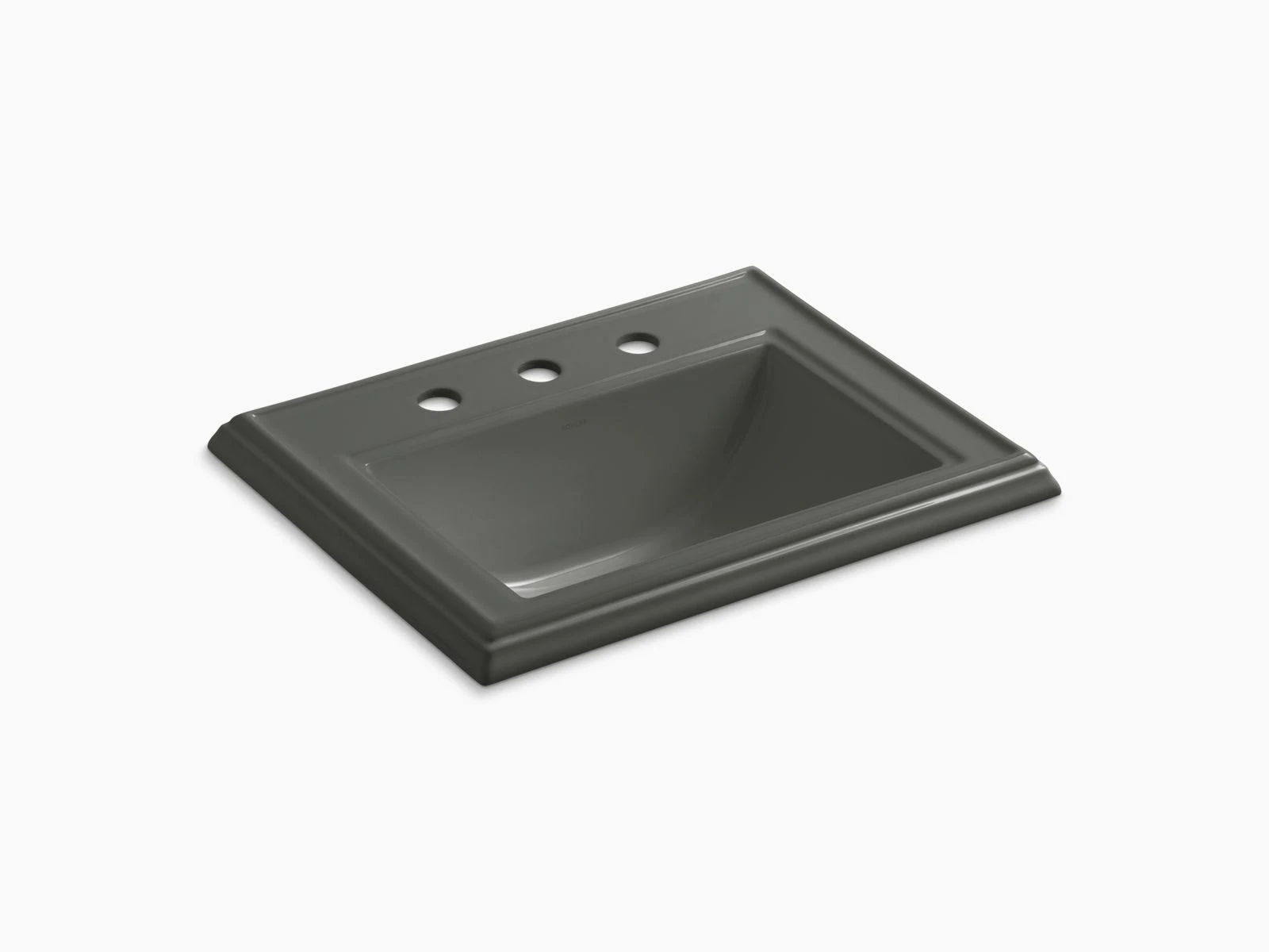 KOHLER K-2241-8-58 Memoirs Classic Drop-In Bathroom Sink with 8 In. Widespread Faucet Holes, Thunder Grey