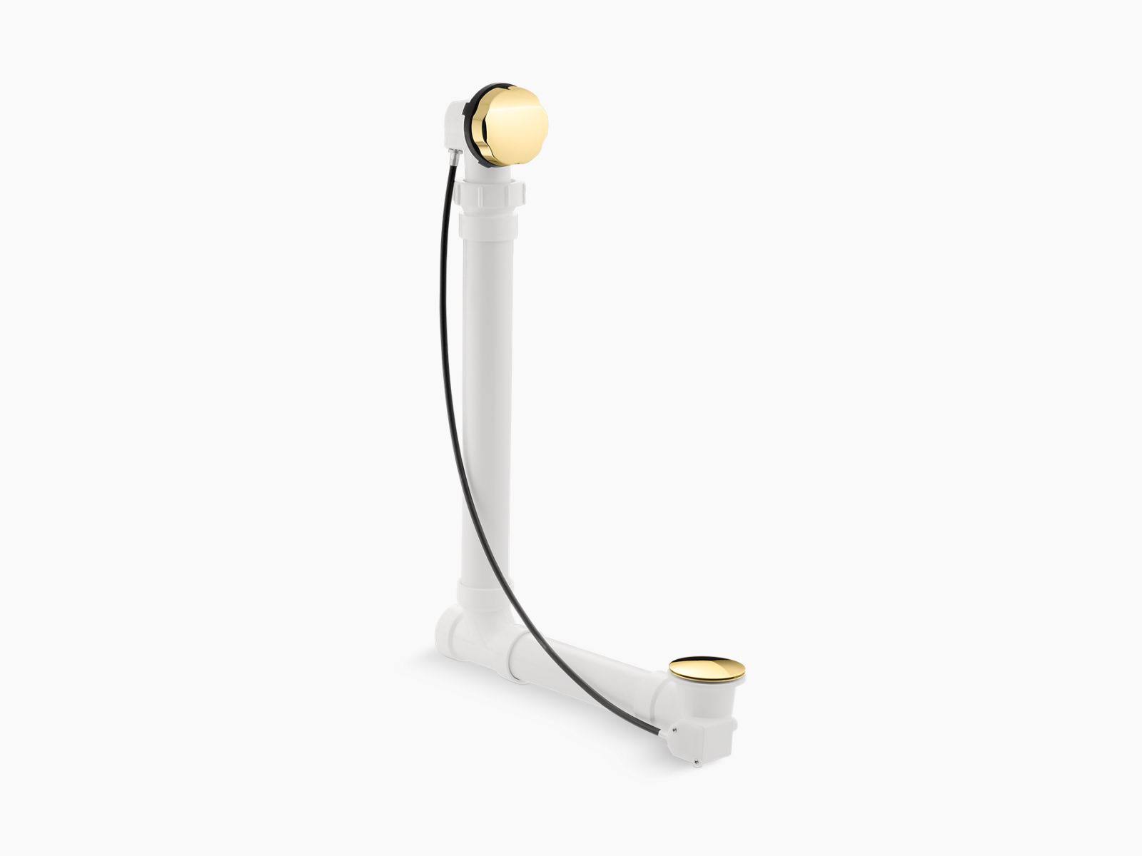 KOHLER K-7213-PB Clearflo Cable Bath Drain with PVC Tubing, Vibrant Polished Brass