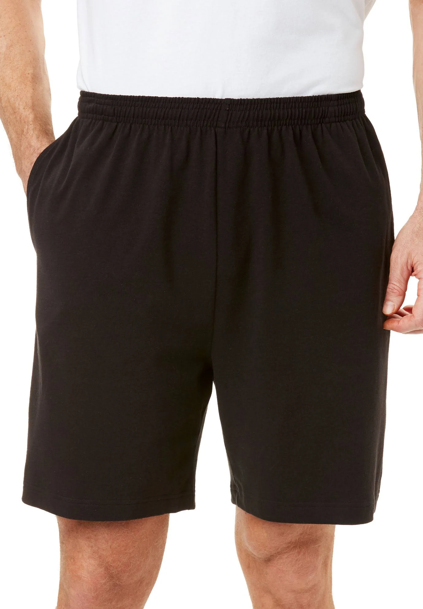 Men&s Big u0026 Tall Lightweight Jersey Shorts by KingSize in Black (Size 7XL)