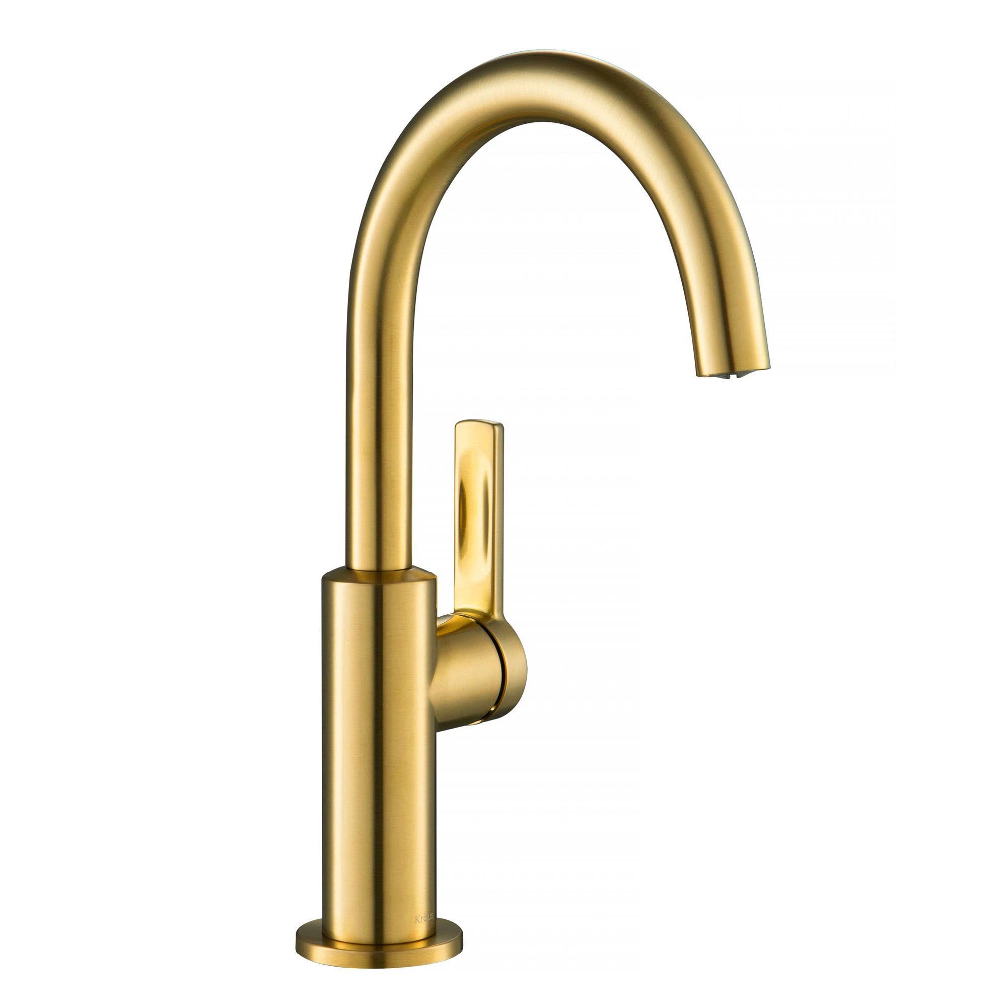 Kraus Oletto Single Handle Kitchen Bar Faucet Brushed Brass