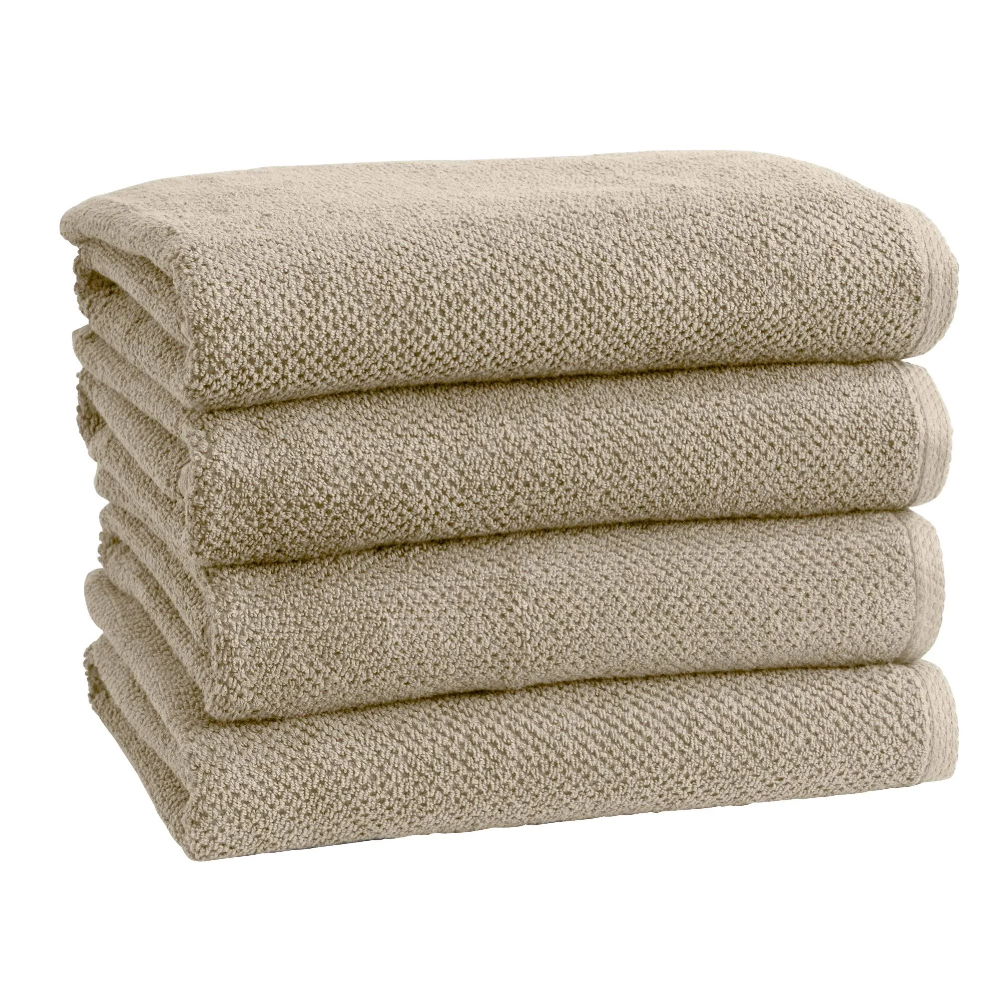 Great Bay Home Acacia Popcorn 4-Pack Cotton Bath Towel, Brown, 4 PK