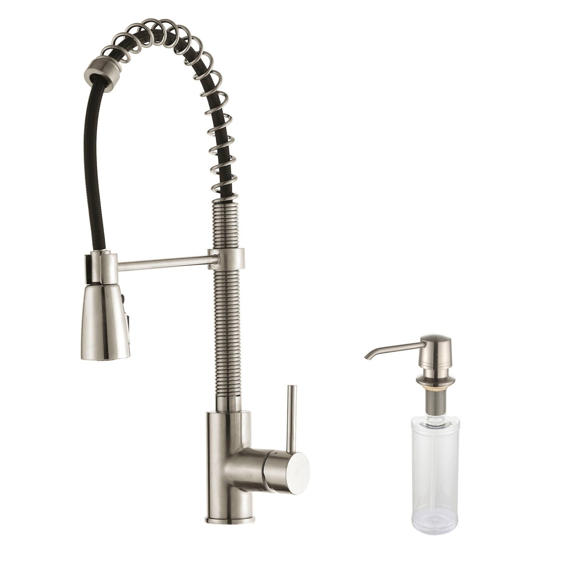 Kraus KPF-1612-KSD-30SS Stainless Steel Single Lever Pull Down Kitchen Faucet and Soap Dispenser