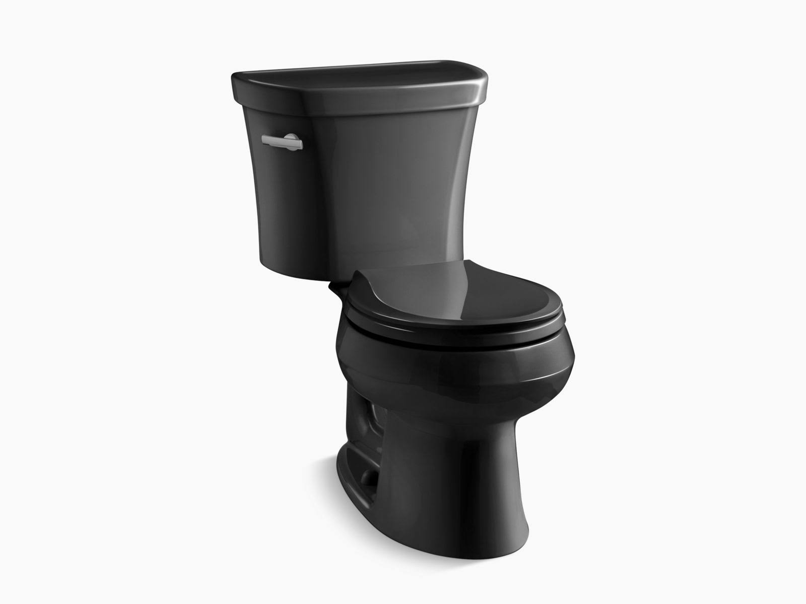 Kohler K-3947 Wellworth 1.28 GPF Two-Piece Round Toilet Black