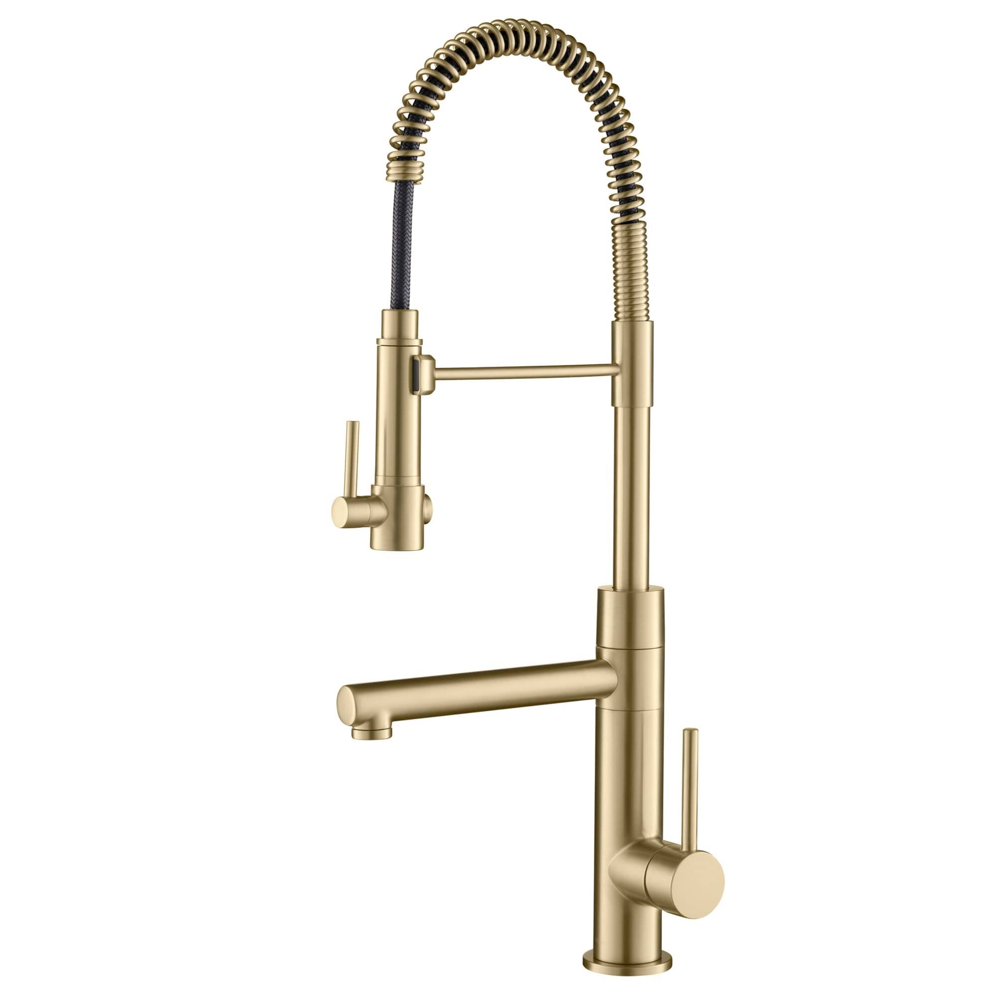 Kraus KPF-1603SFACB Artec Pro 2-Function Commercial Style Pre-Rinse Kitchen Faucet with Pot Filler, Spot Free Antique Champagne