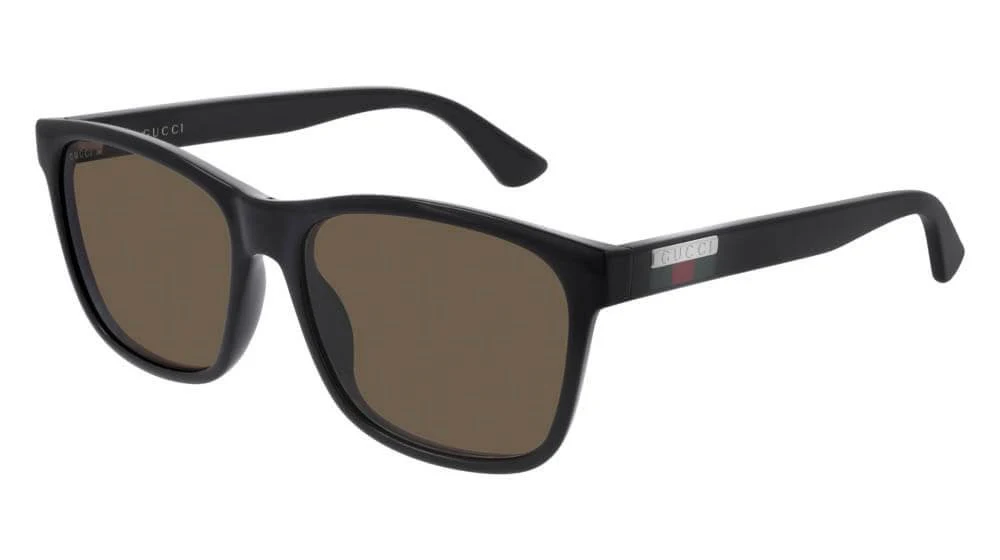 Gucci GG0746S 001 Black Rectangle Grey Men`s Sunglasses 57mm B8