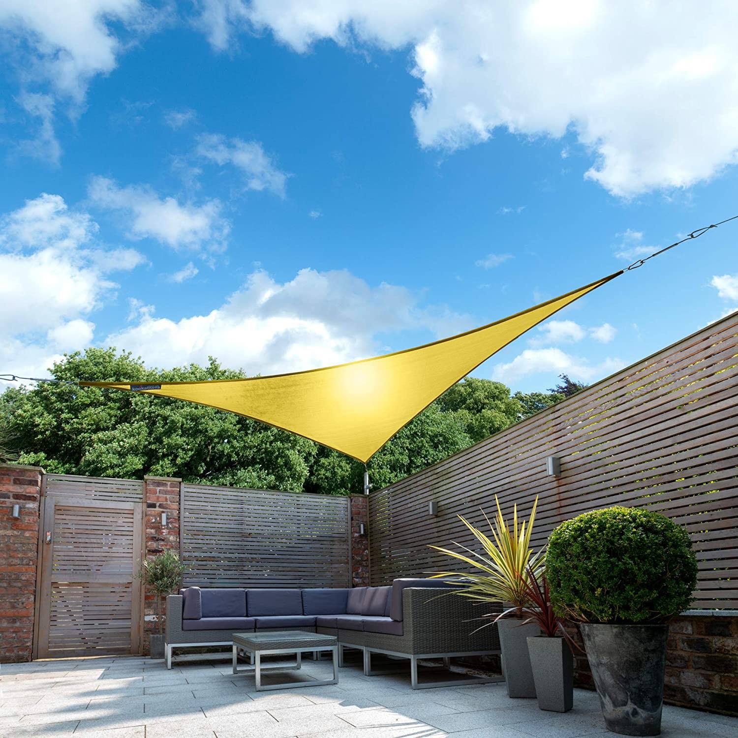 Kookaburra 9ft 10x22 Yellow Waterproof Woven Triangle Sail Shade