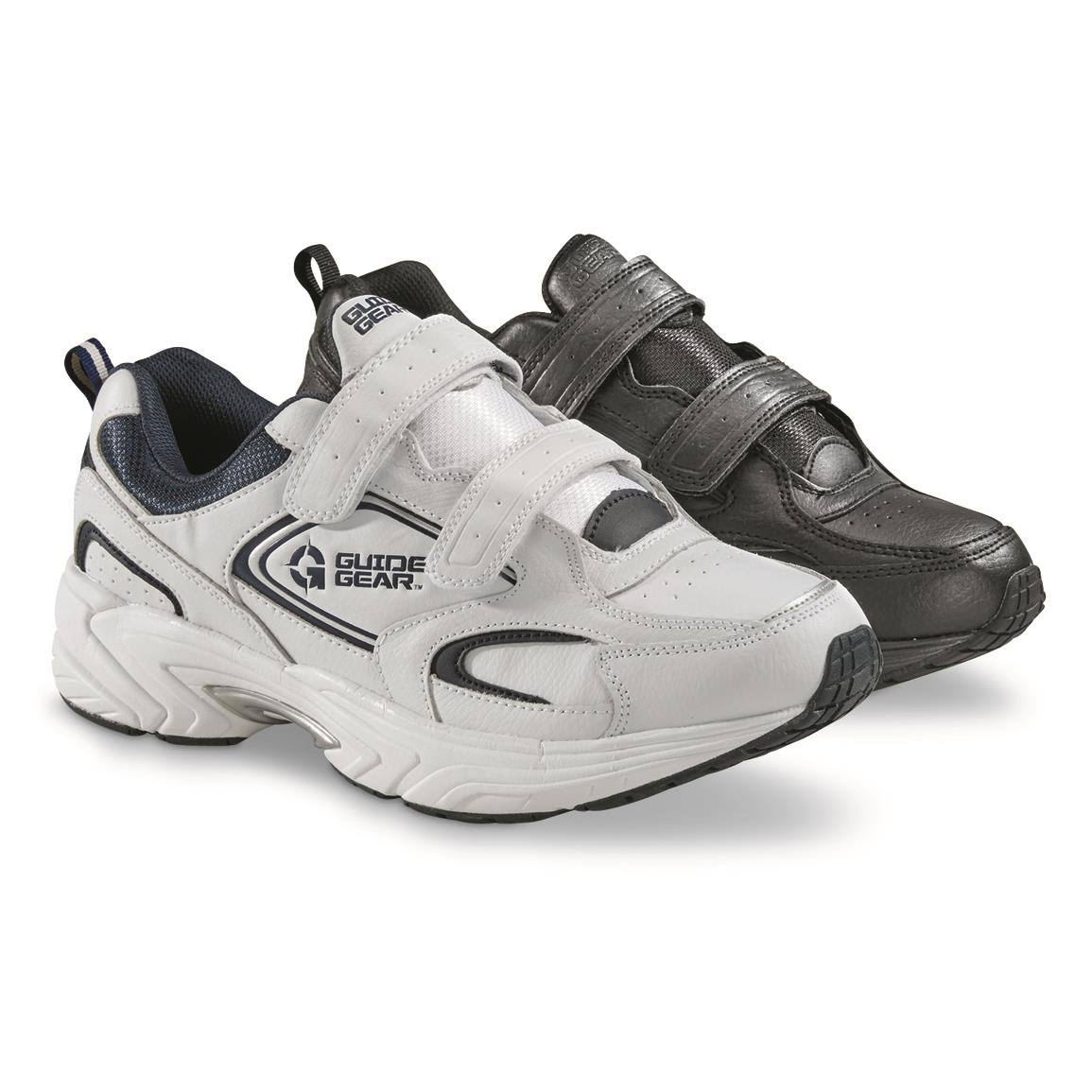 Guide Gear Men&s Hook-and-Loop Walking Shoes, 14 4E, White/Navy Blue