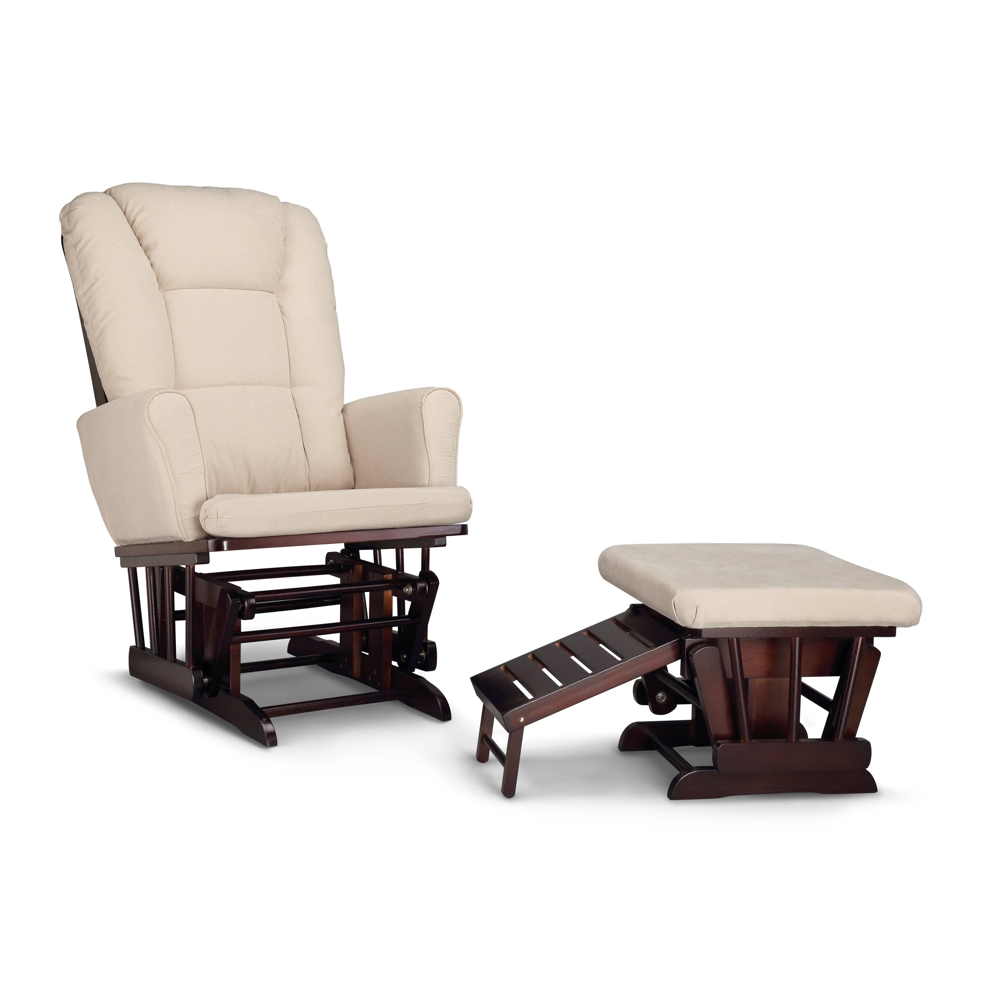 Graco Sterling Semi-Upholstered Glider And Nursing Ottoman, Beige/Espresso