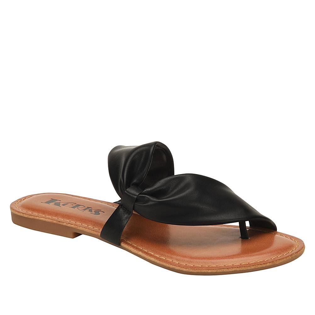 Korks Black Rachelle Thong Wrap Sandals