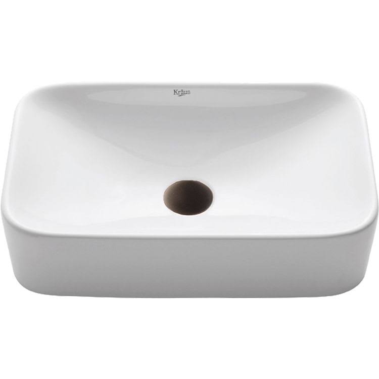 Kraus White Square Ceramic Bathroom Sink with Pop Up Drain - Oil Rubbed Bronze KCV-125