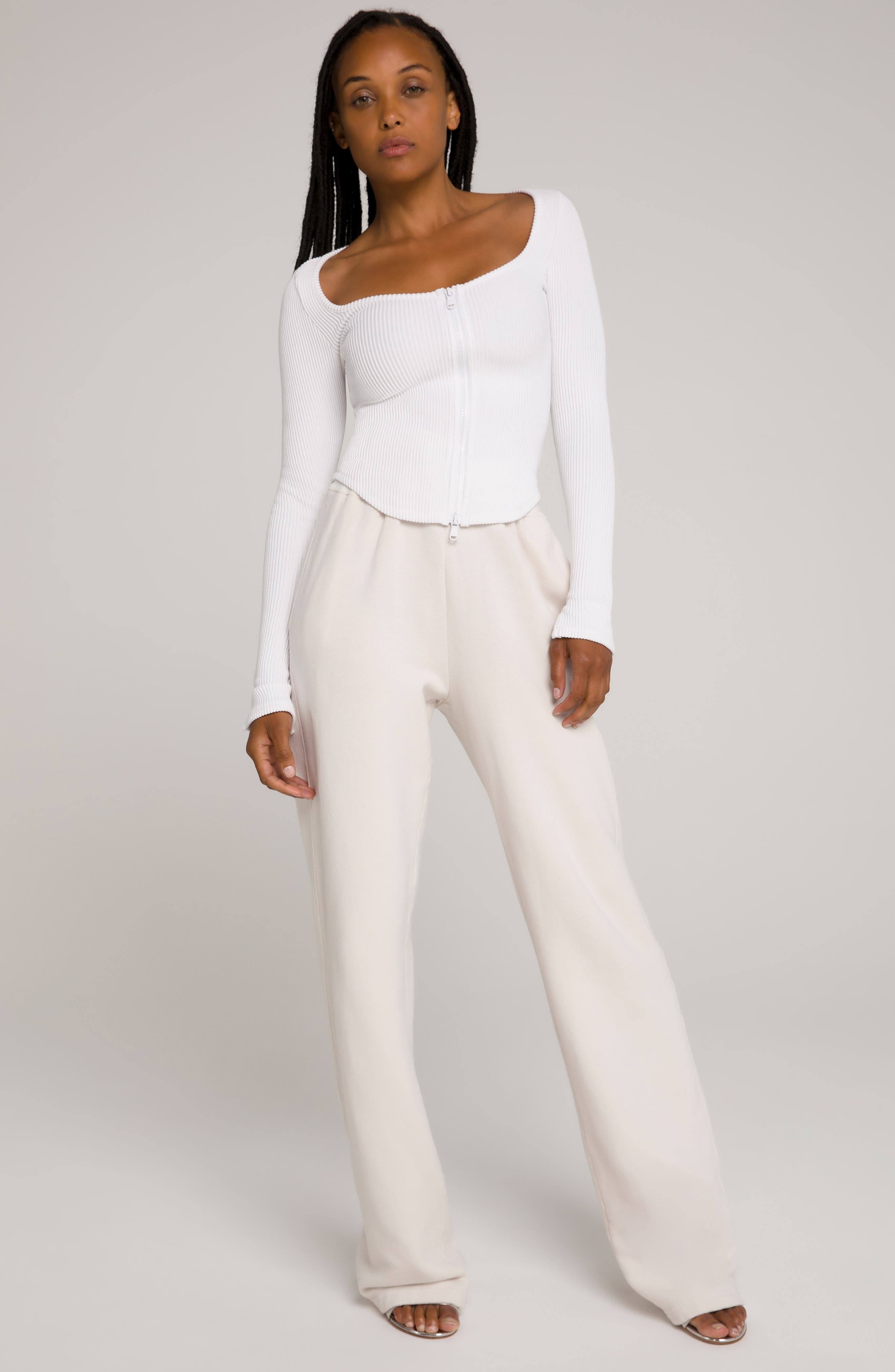 Plus Size Women&s Good American Terry Fleece Wide Leg Sweatpants