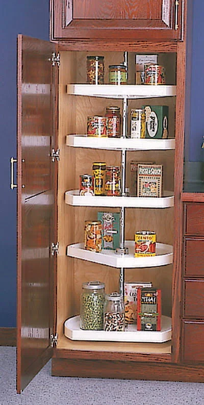 Five-Shelf Cabinet Lazy Susan - White - D-Shaped
