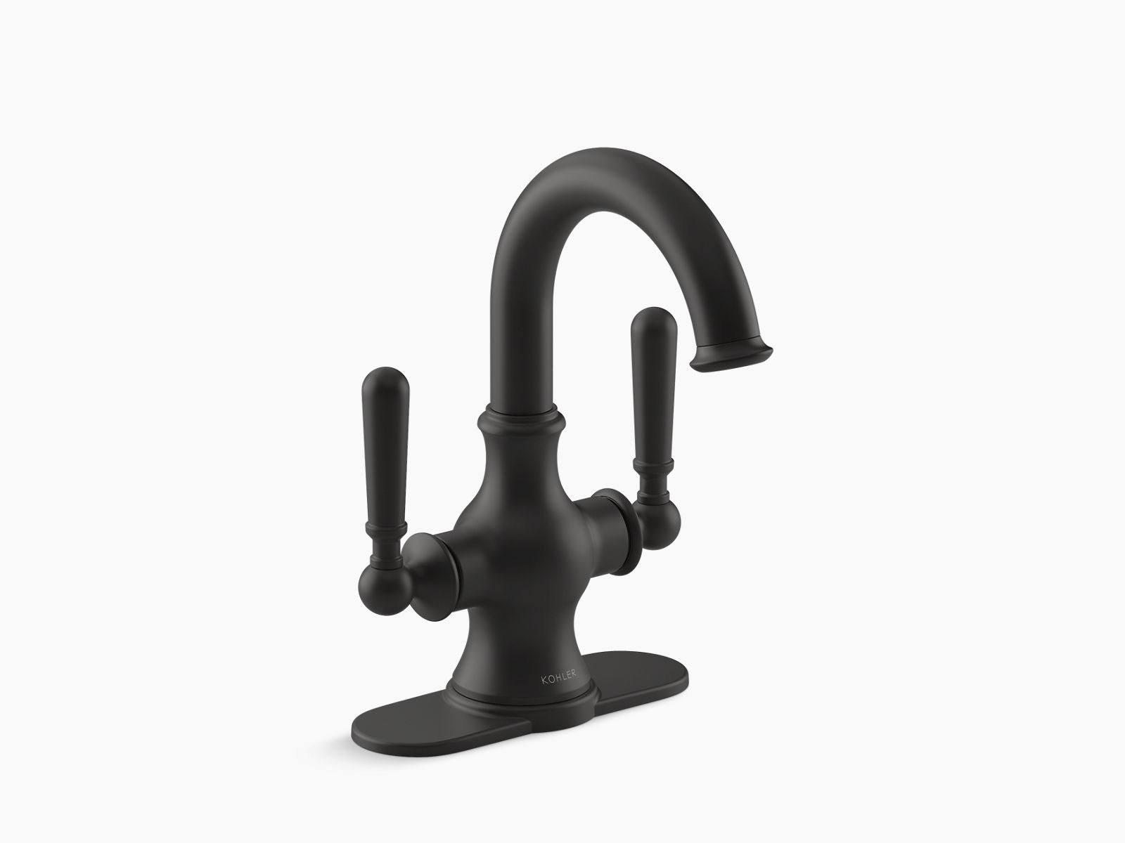 Kohler Capilano Monoblock 4 in. Centerset 2-Handle Bathroom Faucet in Matte Black
