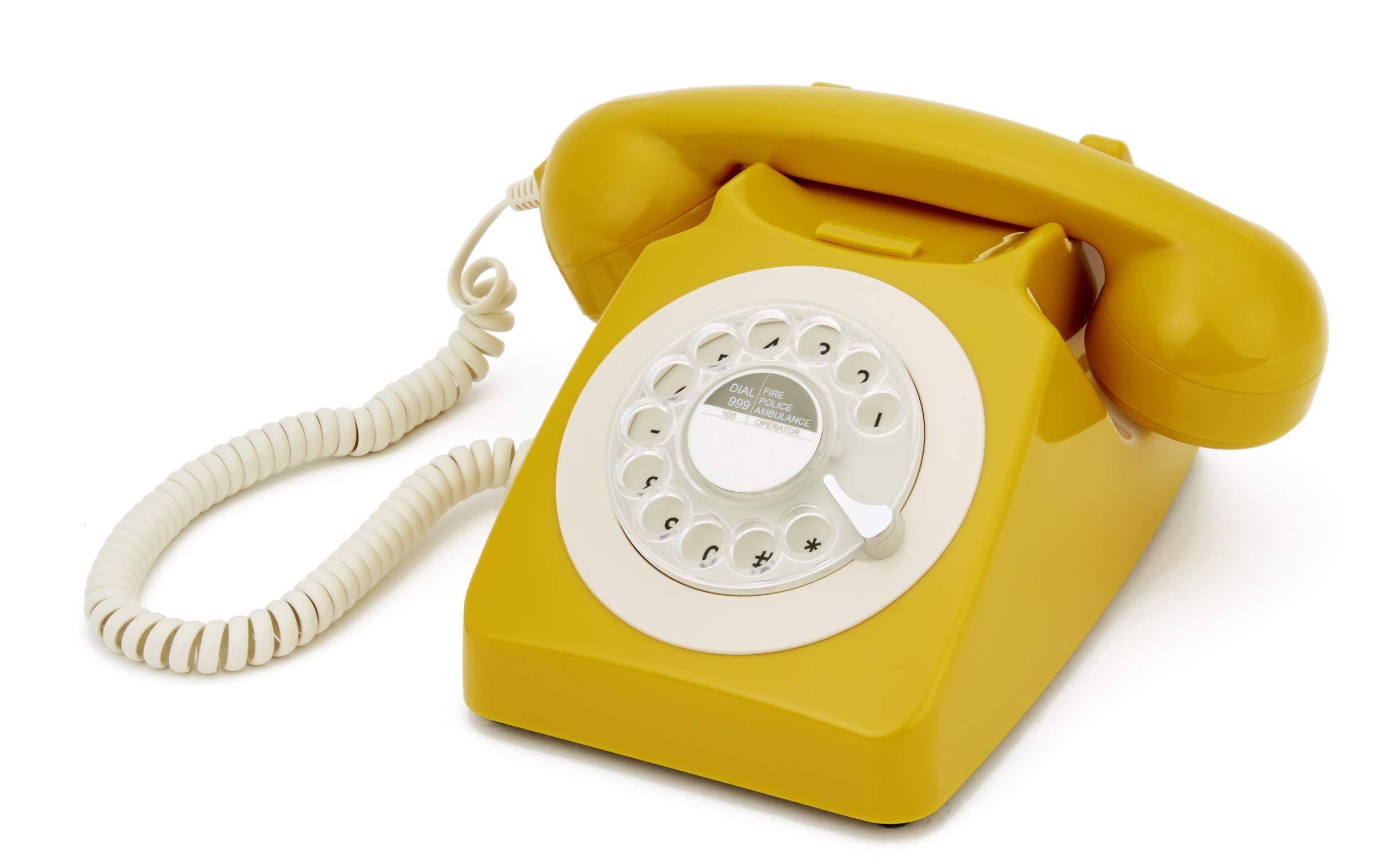 GPO Retro 746 Rotary Dial Telephone - Mustard Yellow