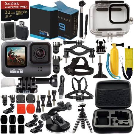 GoPro HERO9 (Hero 9) Action Camera (Black) with Premium Accessory Bundle Includes: SanDisk Extreme Pro 32GB microSD Memory Card,