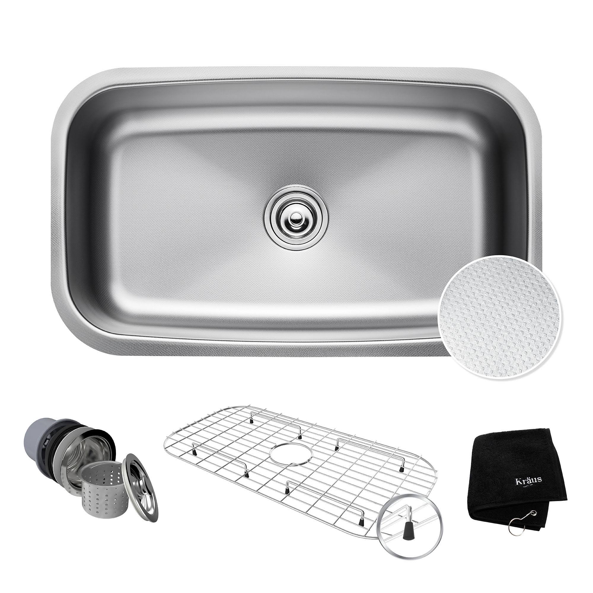 Kraus Outlast MicroShield 31.5x22 Scratch-Resist Single Bowl Stainless Steel Undermount Kitchen Sink KBU14E