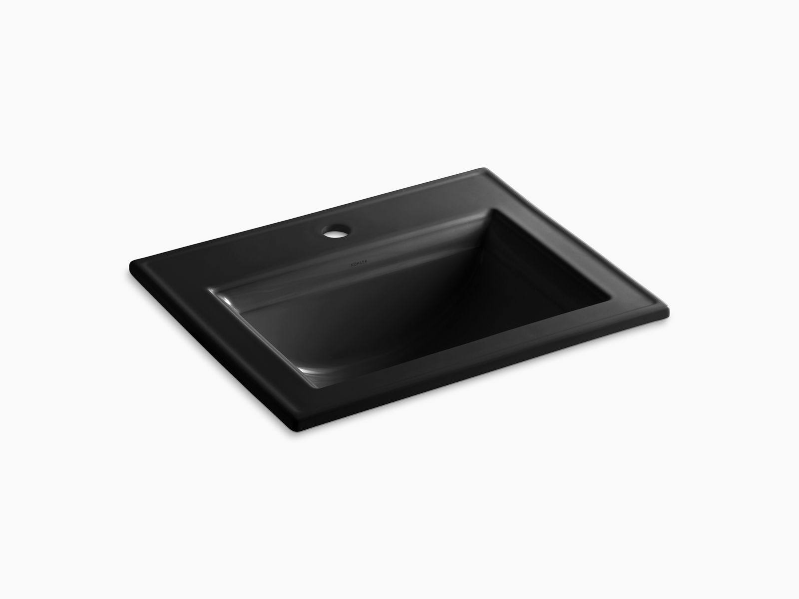 Kohler K-2337-1-7 Memoirs Stately Drop-In Bathroom Sink with Single Faucet Hole - Black