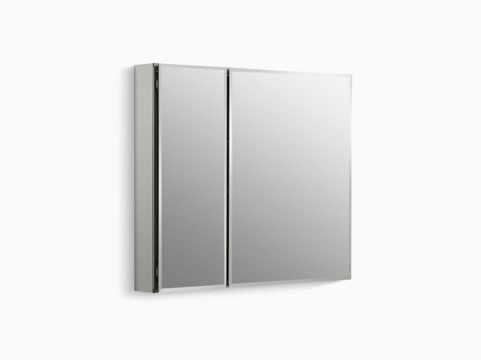 Kohler 30x22 W x 26x22 H Aluminum Two-Door Medicine Cabinet with Mirrored Doors, Beveled Edges