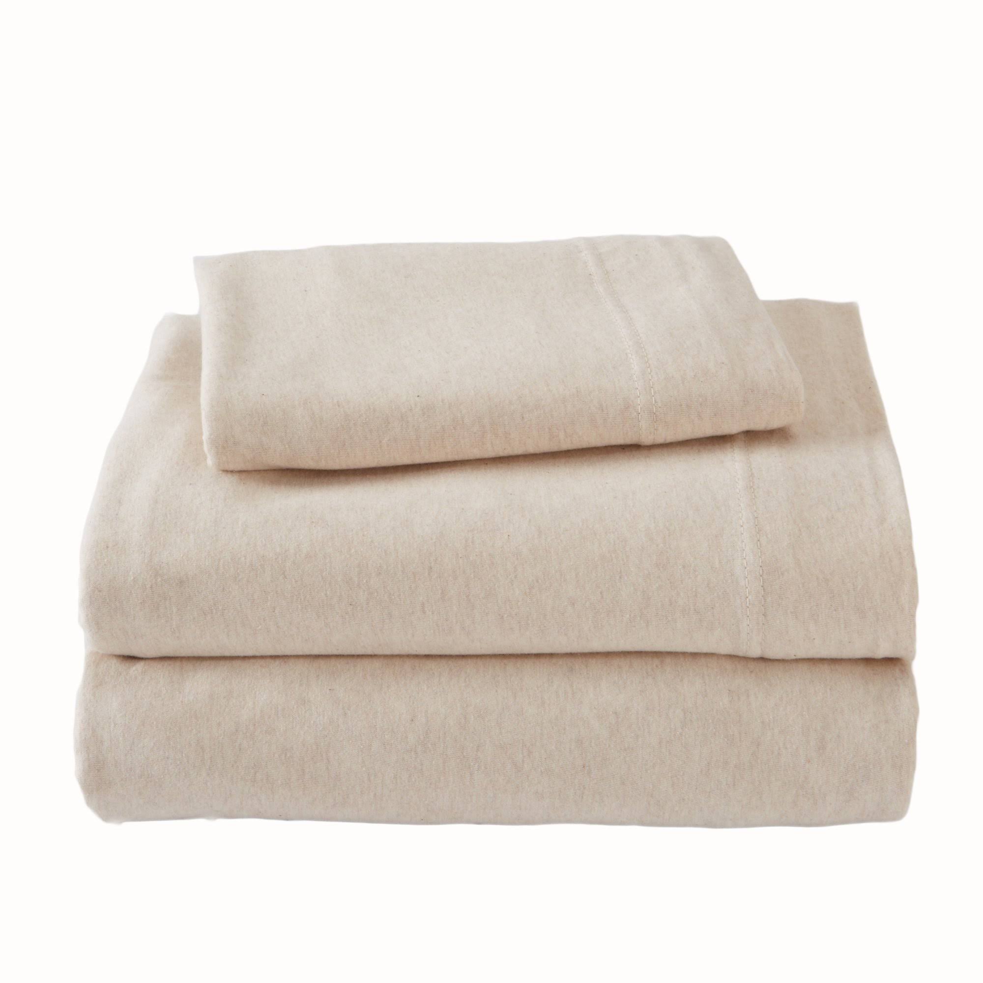 Great Bay Home Cotton Jersey Knit Sheet Set Twin XL Oatmeal