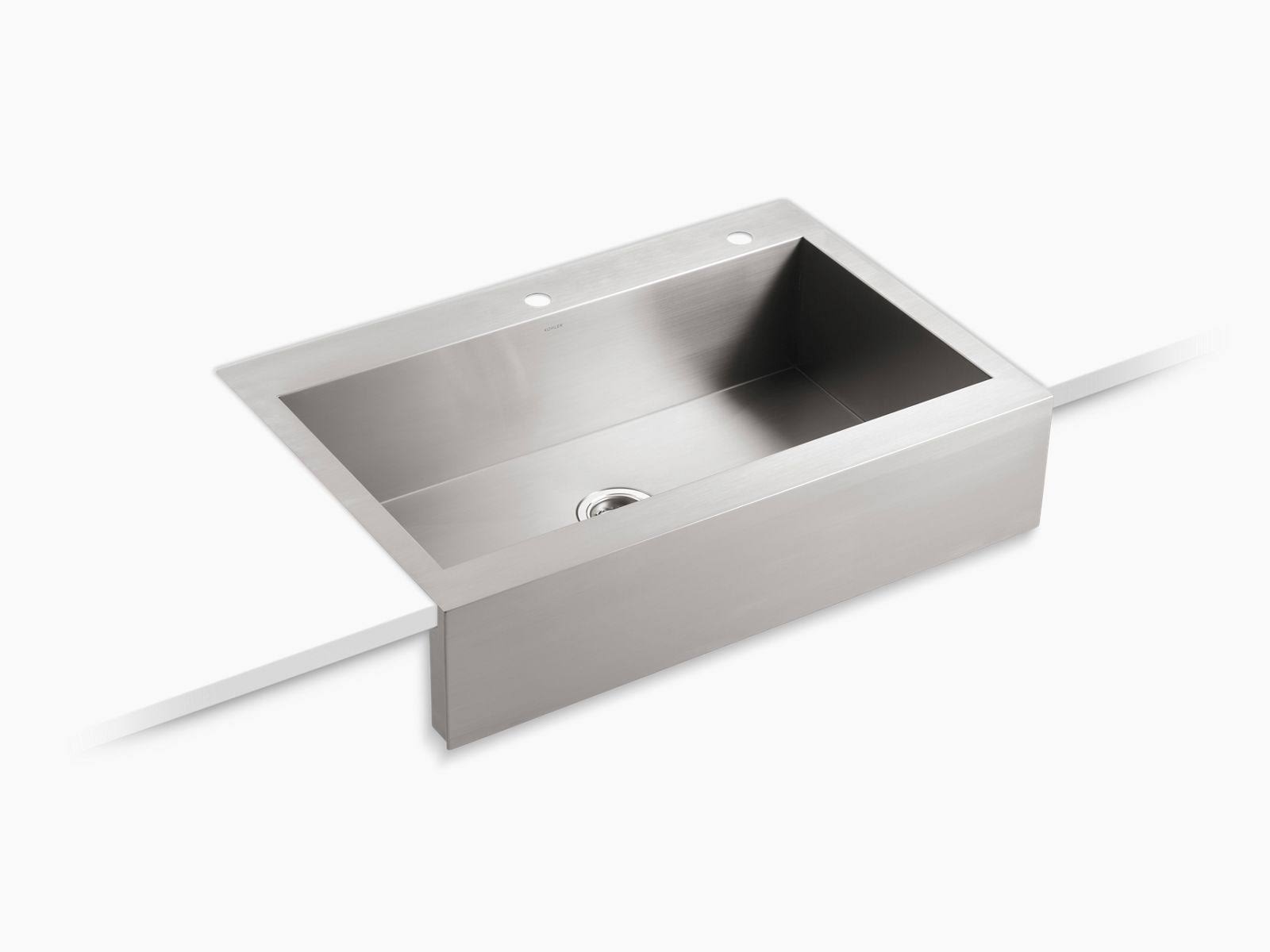 Vault 35-3/4x22 x 24-5/16x22 x 9-5/16x22 Self-Trimming Top-Mount Single-Bowl Stainless Steel Apron-Front Kitchen Sink for 36x22