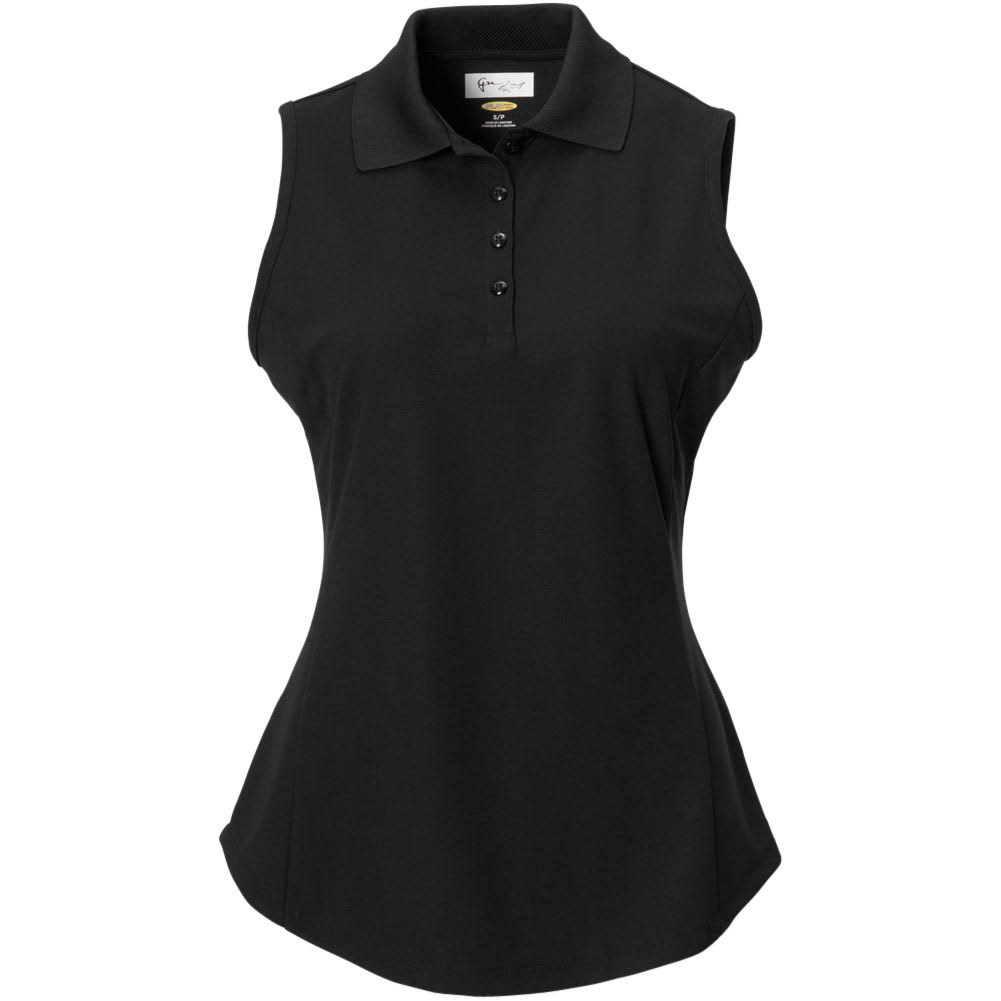 Greg Norman Women&s Protek Micro Pique Sleeveless Polo - Black - Small