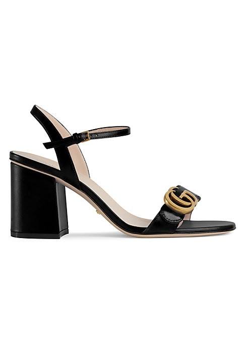 Gucci Women&s Marmont GG Ankle-Strap Sandals - Black - Size 38 (8)