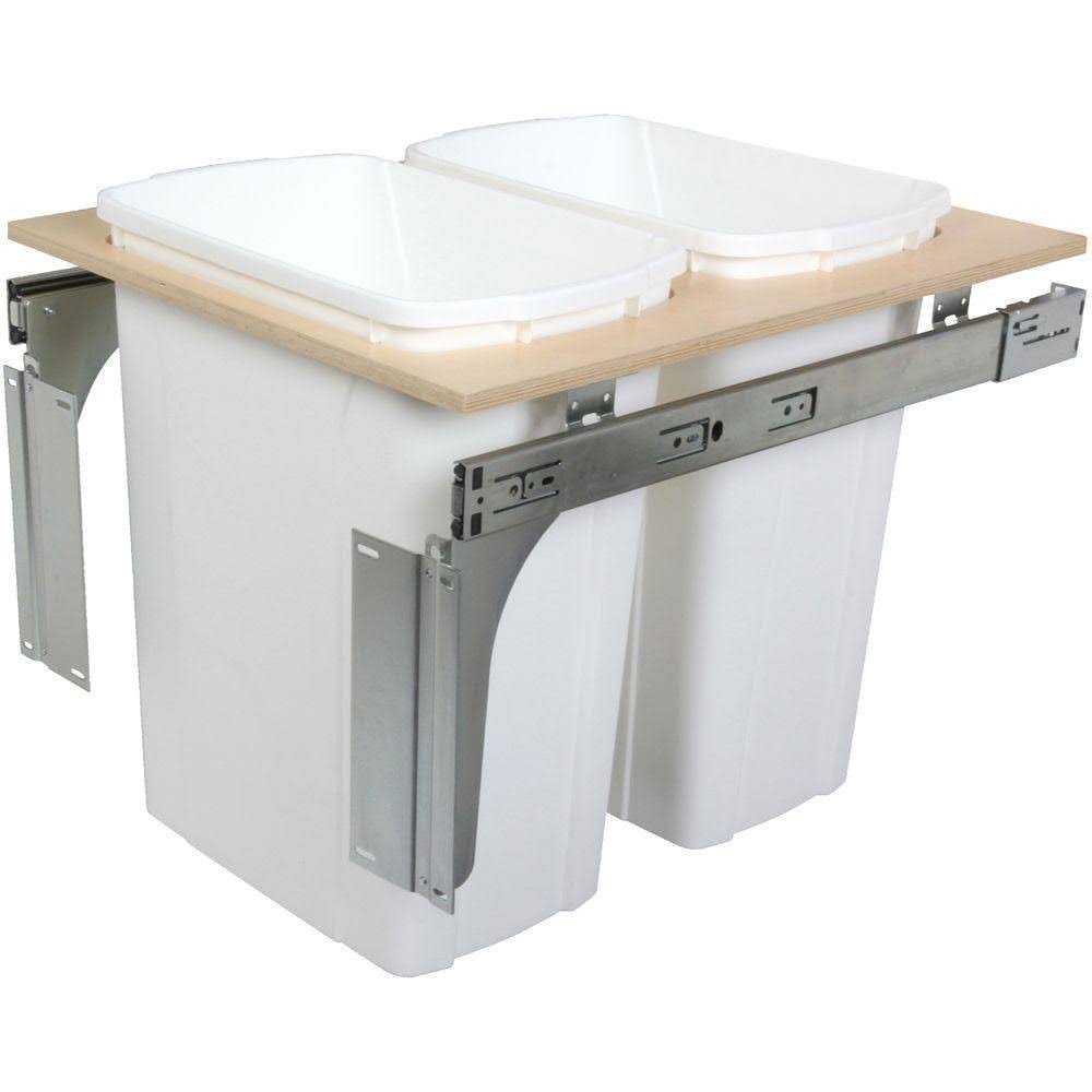 Knape u0026 Vogt 17.5 in. x 17.5 in. x 22.5 in. in Cabinet Pull Out Top Mount Trash Can, White