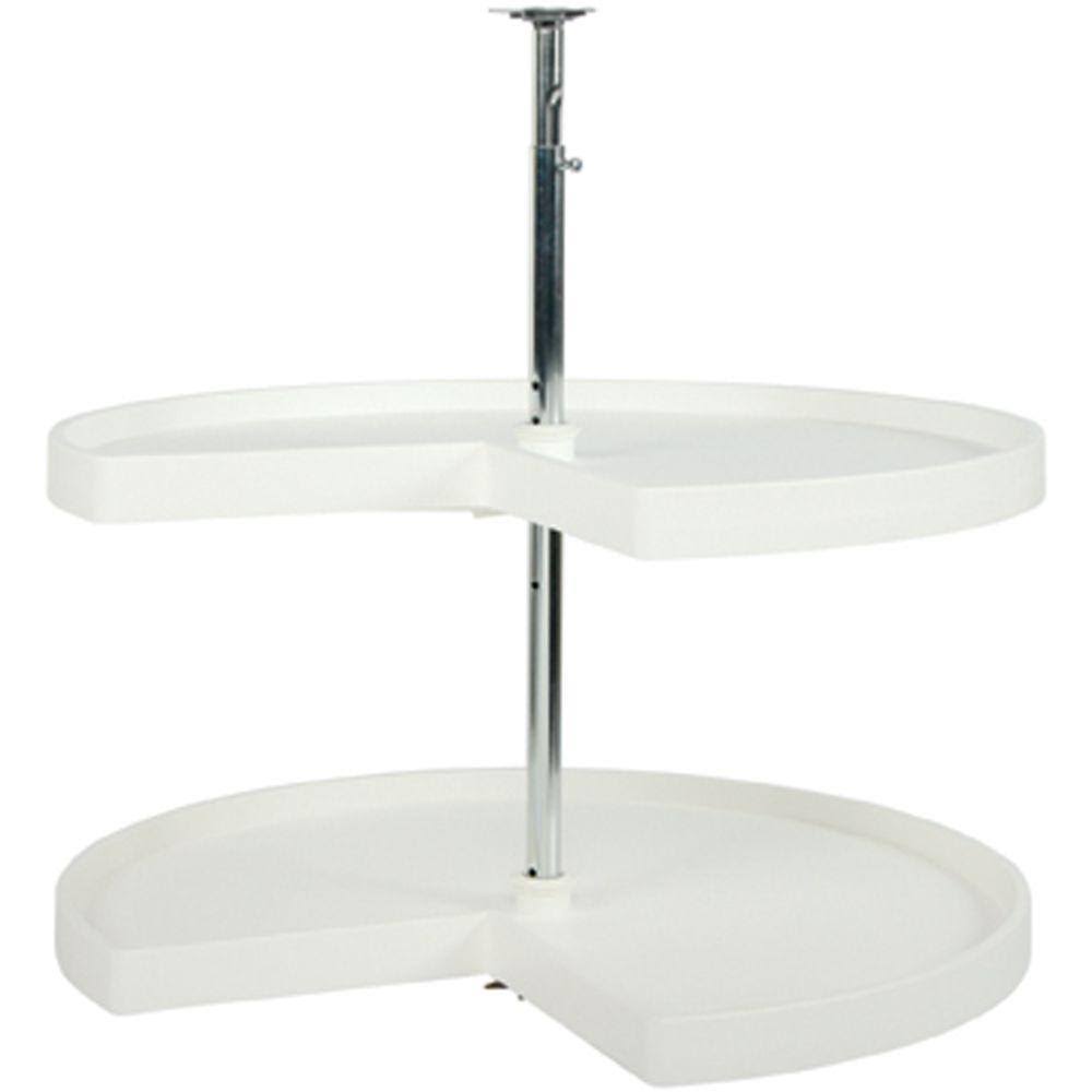 Knape Vogt 32x22 Diameter White Polymer Kidney-Shaped 2-Shelf Lazy Susan