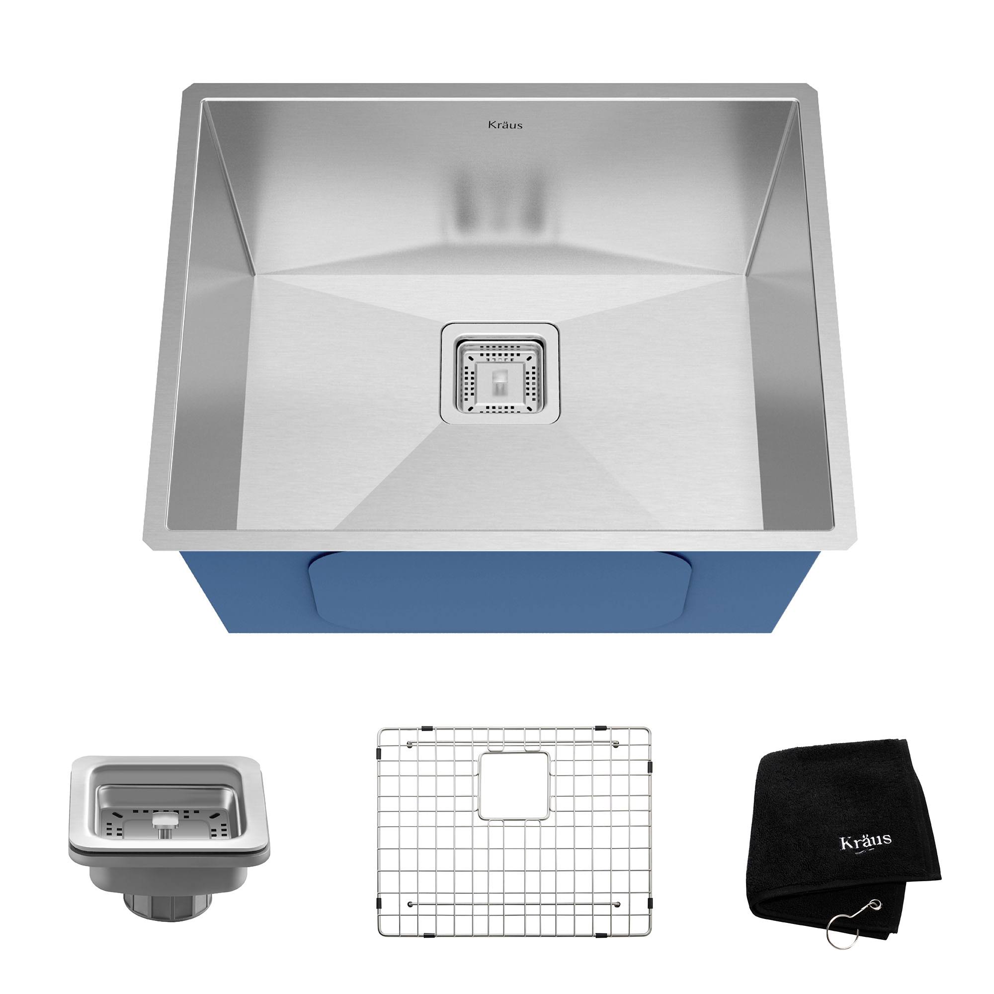 Kraus Pax Zero-Radius 22.5-inch 16 Gauge Undermount Single Bowl Stainless Steel Kitchen Sink KHU23