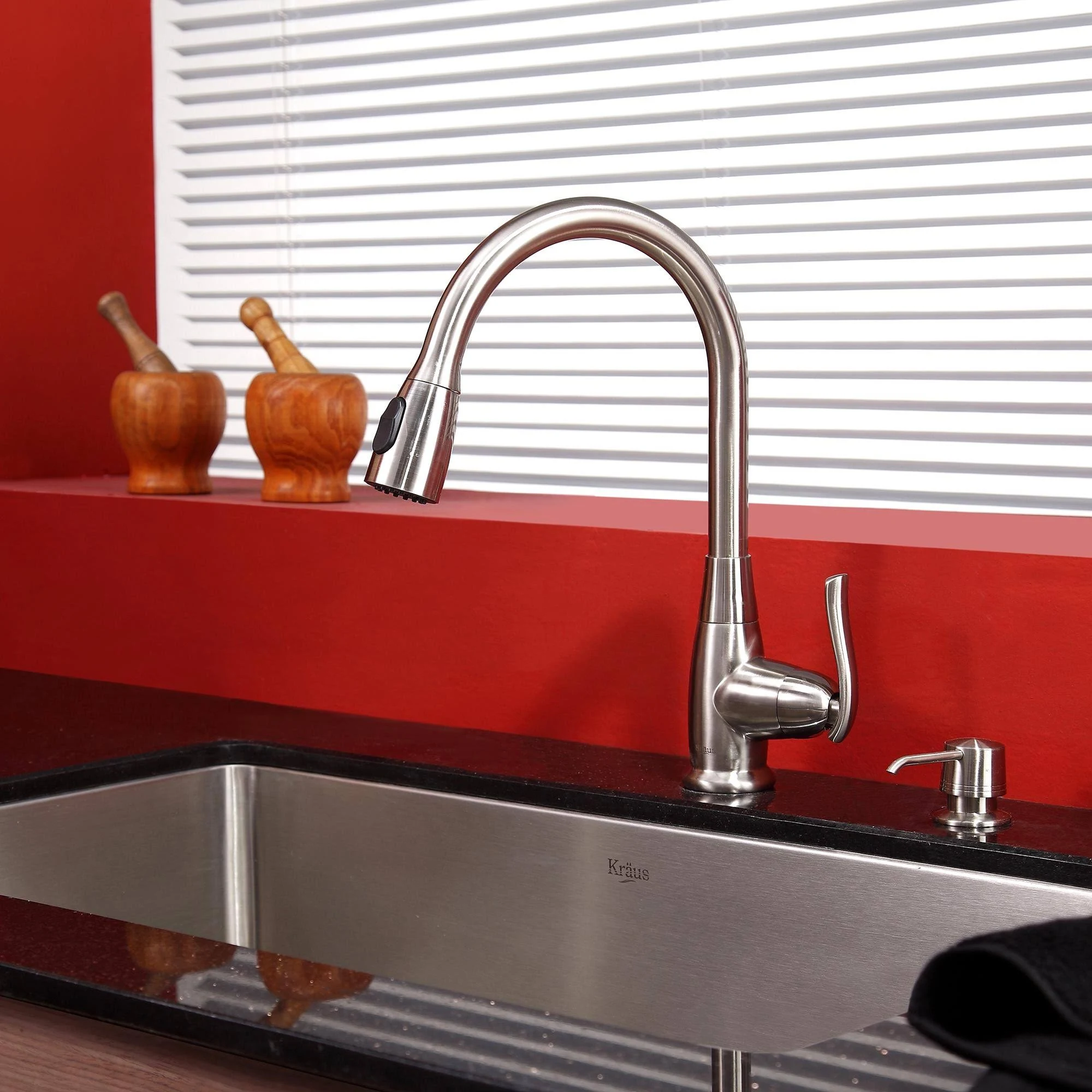 Kraus 30x22 Undermount Single Bowl Kitchen Sink Package Nickel KHU100-30-KPF2230-KSD30SN