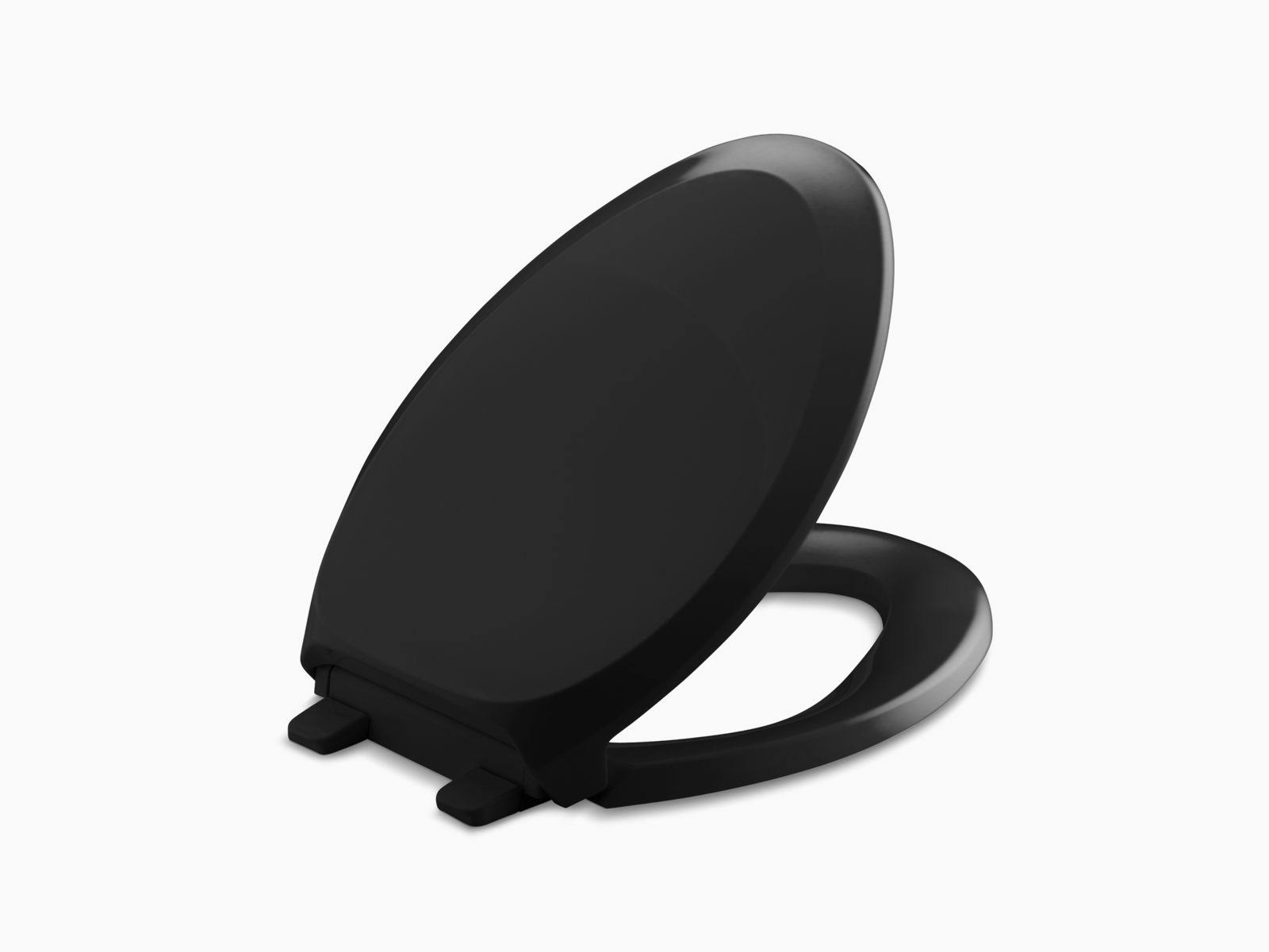 KOHLER K-4713-7 French Curve Quiet-Close with Grip-Tight Elongated Toilet Seat - Black Black