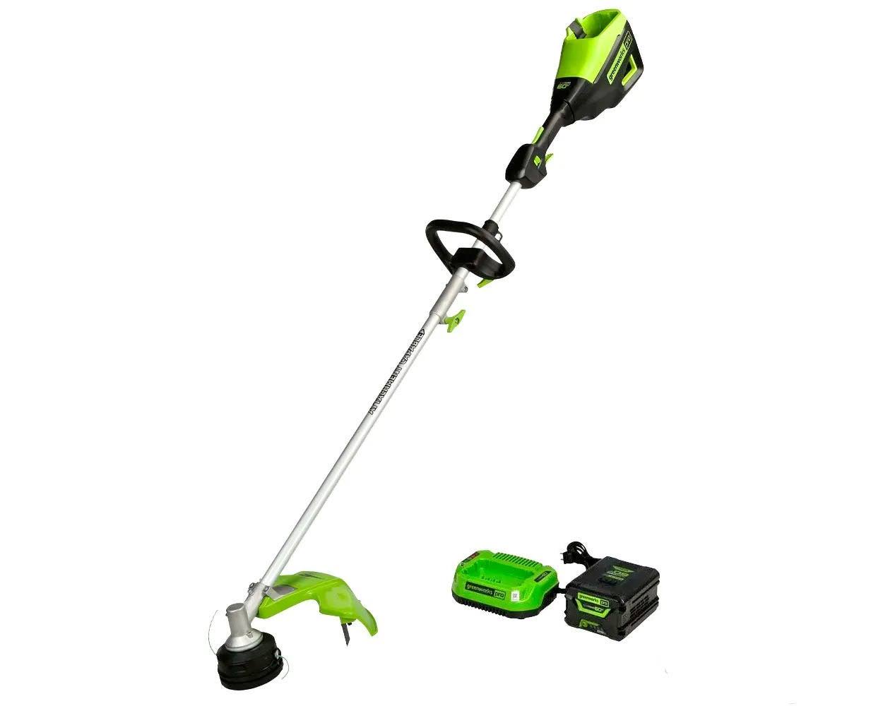 Greenworks Pro 16 in. 60-Volt Battery Cordless Attachment Capable String Trimmer with 4.0 Ah Battery and Charger 2121002