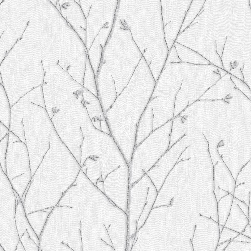 Graham u0026 Brown Water Silk Sprig Light Silver Wallpaper