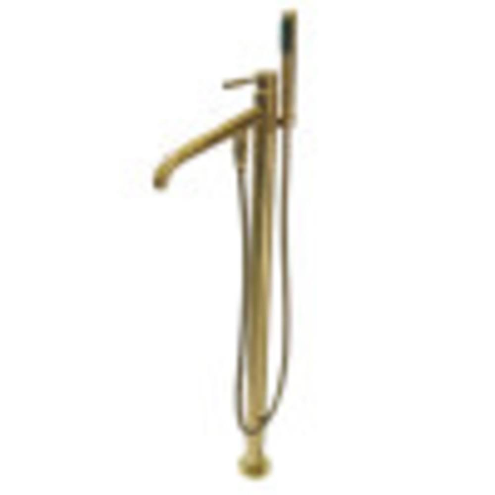 Kingston Brass KS8132DL Concord Pillar Roman Tub Filler with Telephone Shower Set, Polished Brass