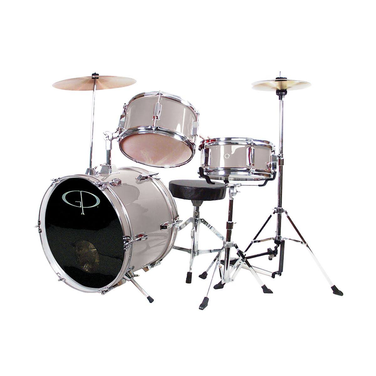 GP Percussion GP50SV 3-Piece Junior Drum Set, Metallic Silver