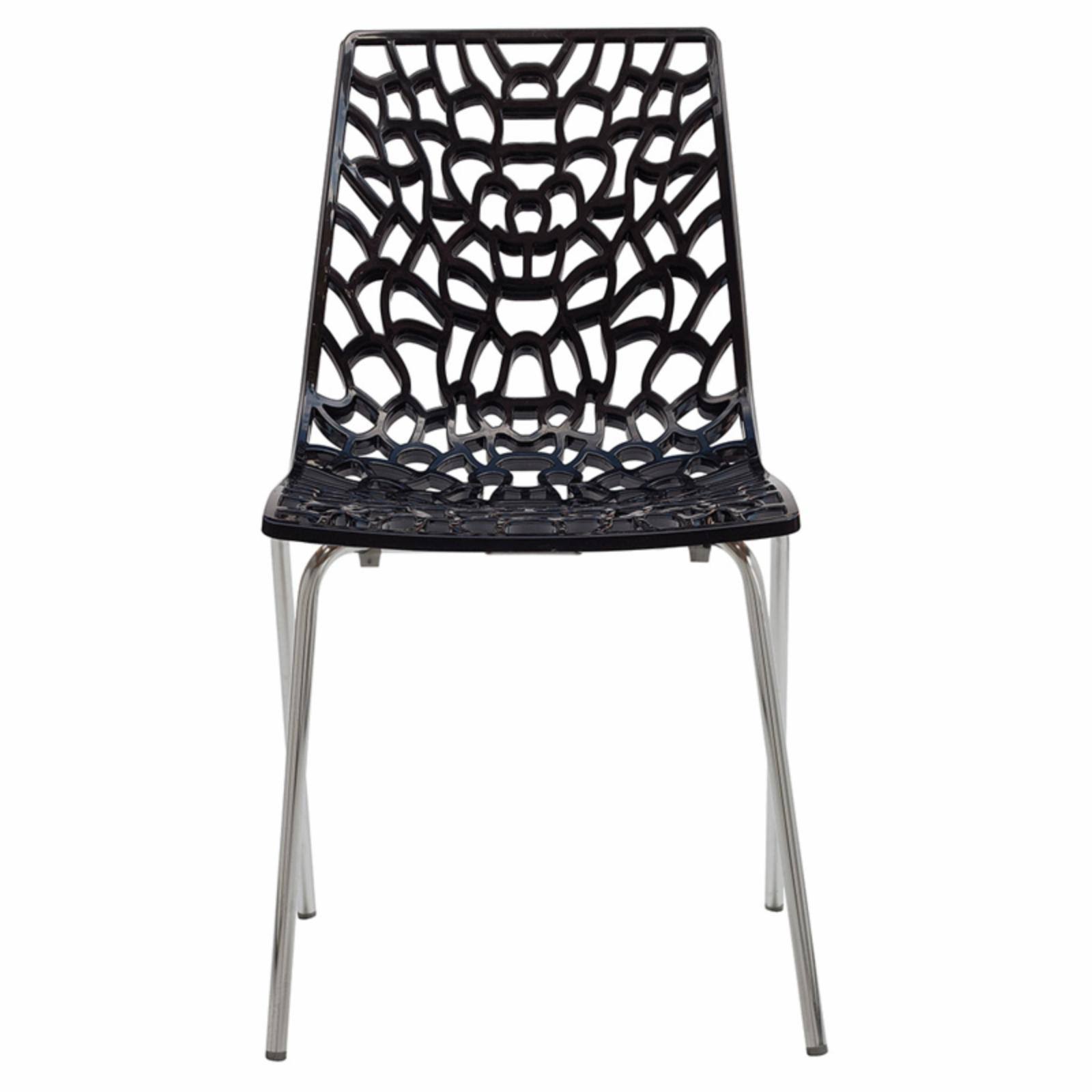 Grandsoleil Stacking Patio Dining Chair (Set of 2); Glossy Black