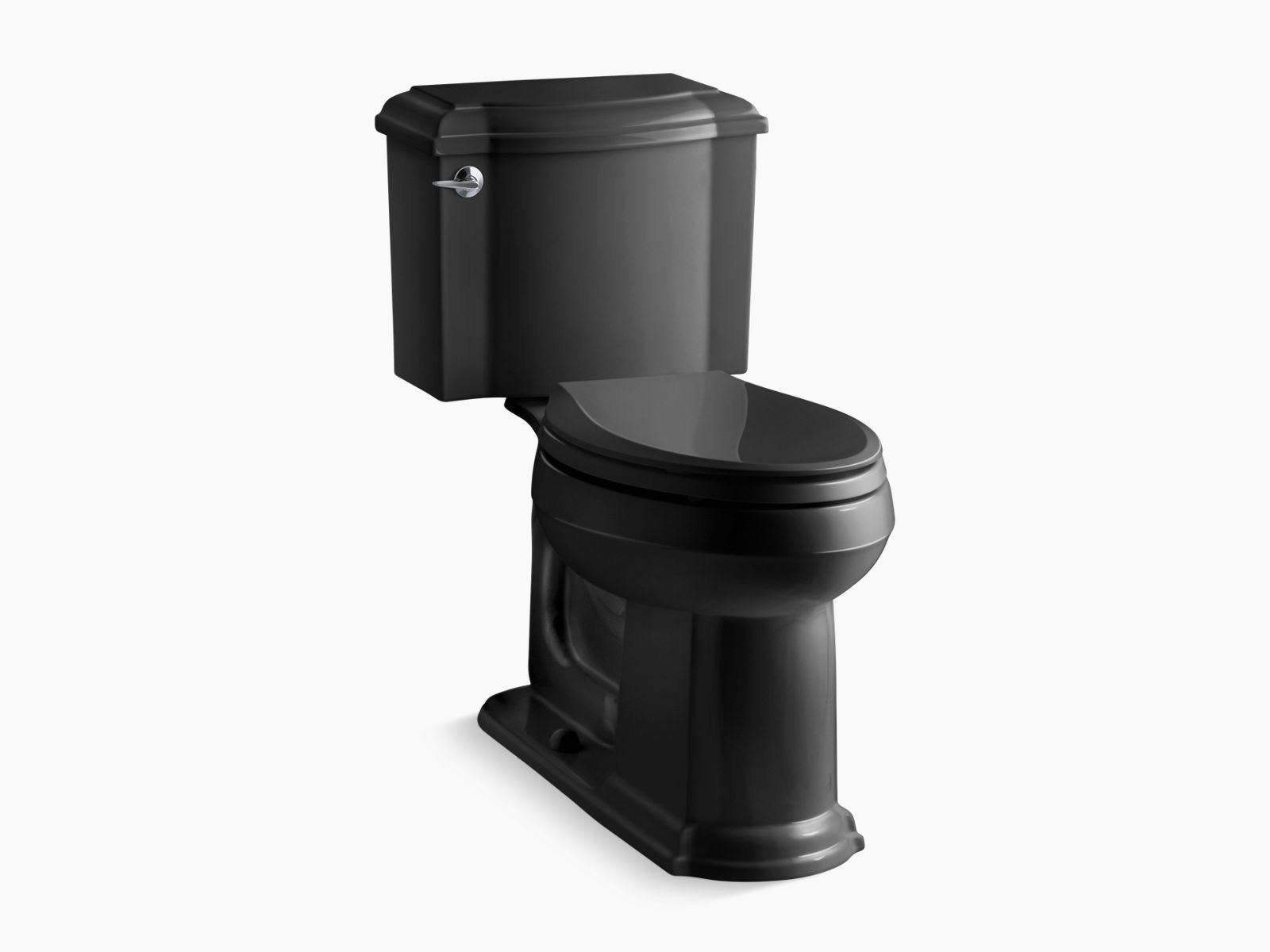 Kohler K-3837-7 Devonshire Comfort Height Two-Piece Elongated 1.28 GPF Toilet, Black Black