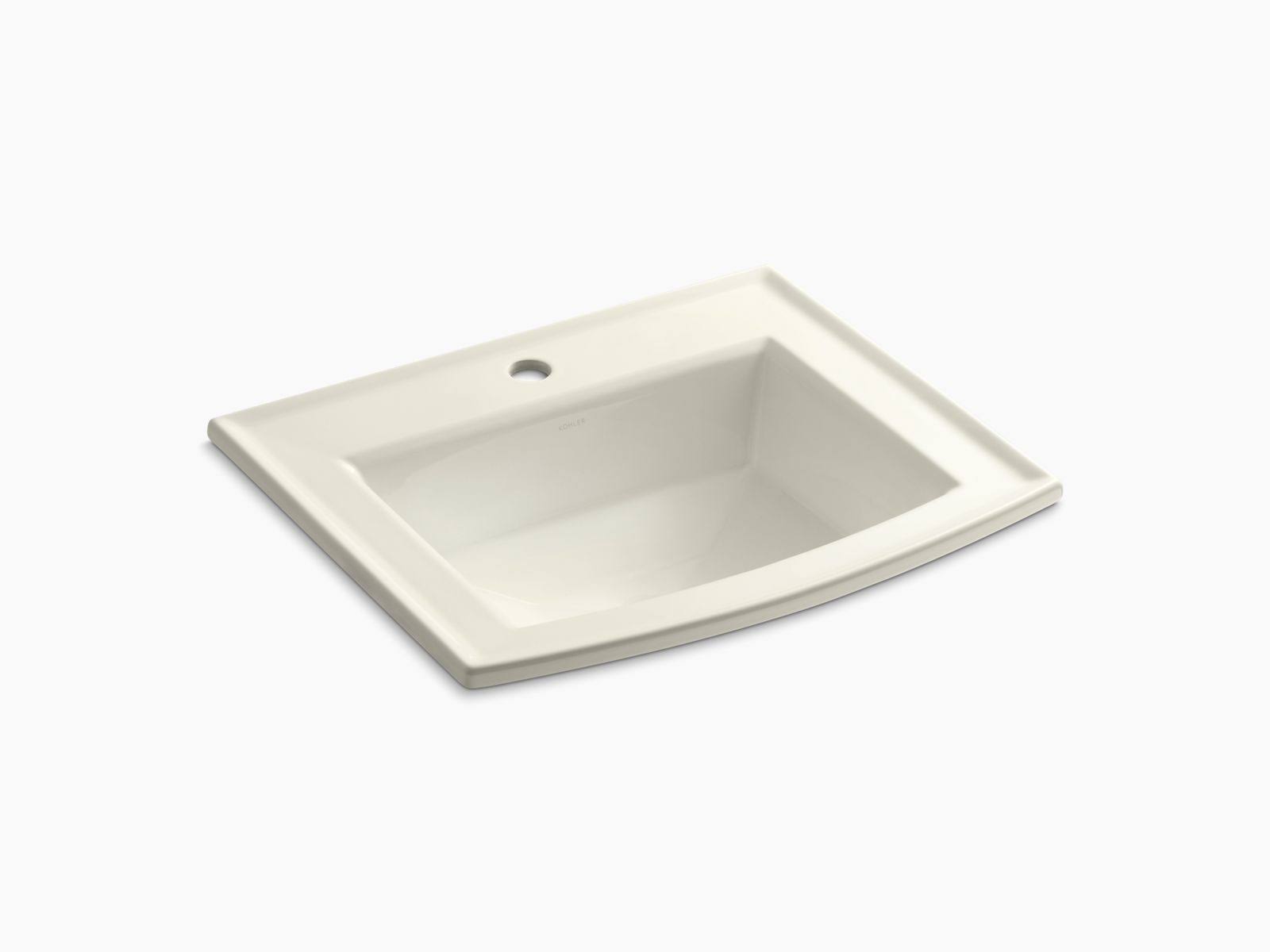 KOHLER K-2356-1-96 Archer Drop-In Bathroom Sink with Single Faucet Hole, Biscuit