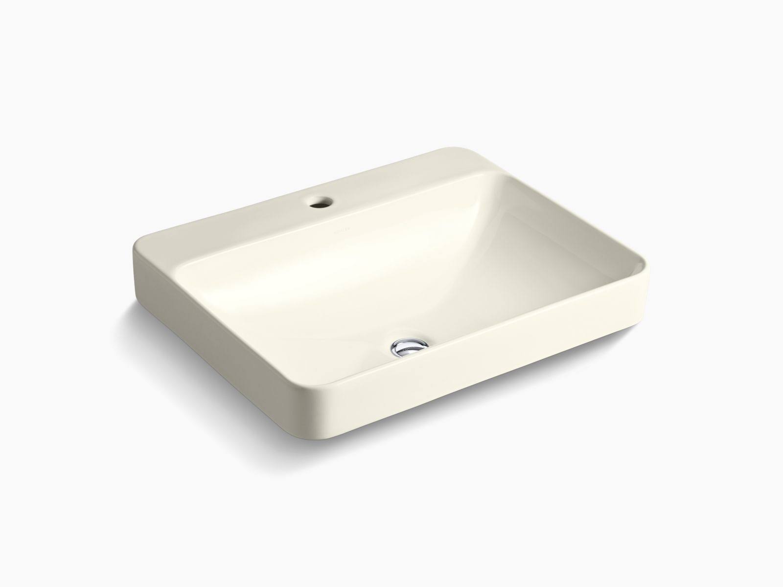 Kohler K-2660-1-96 Vox Rectangle Vessel Bathroom Sink with Single Faucet Hole, Biscuit